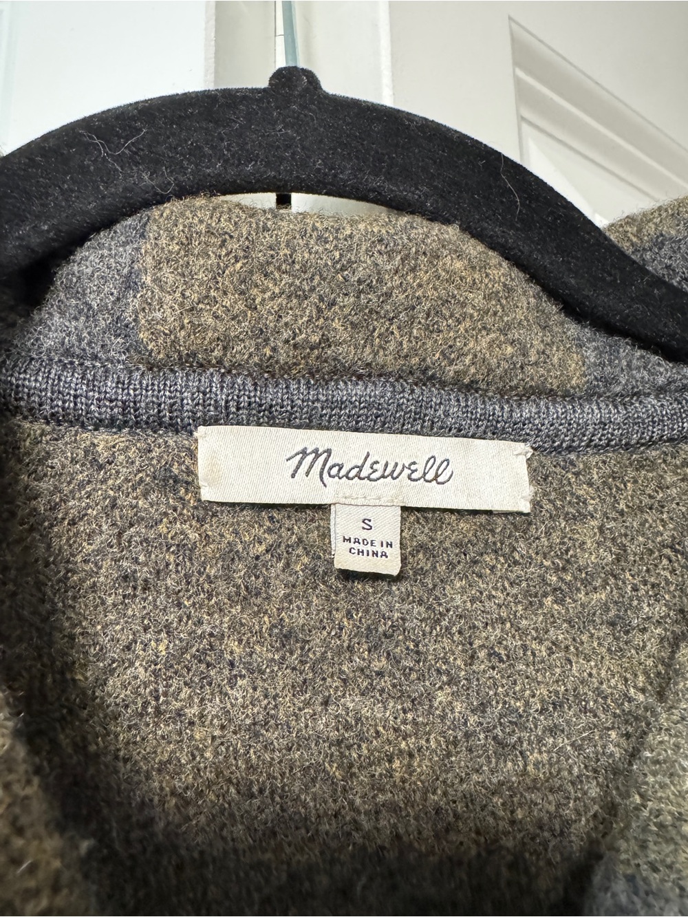 Madewell 100% Merino wool half zip popover sweater in Buffalo check S - Picture 6 of 7